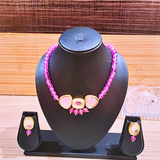 PURPEL BEADS WITH KUNDAN NECKLACE