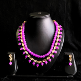 Purple bead with kundan necklace